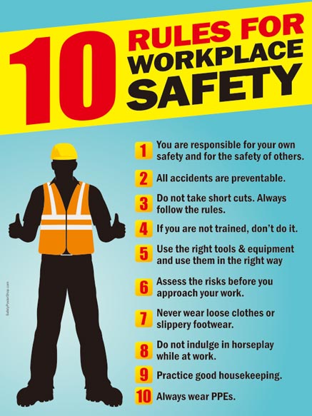 10 Rules For Workplace Safety | Safety Poster Shop