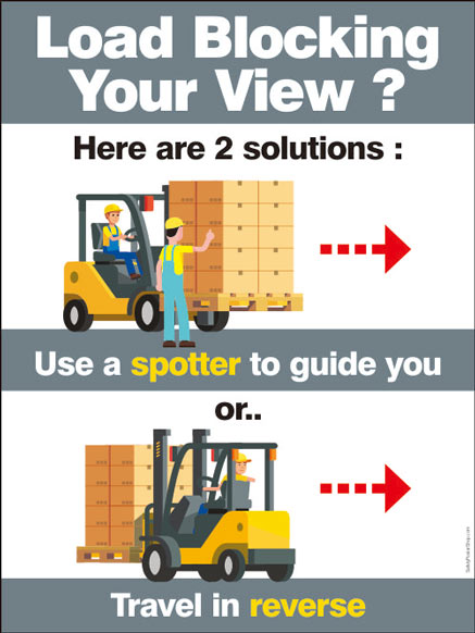 load blocking the view of forklift driver